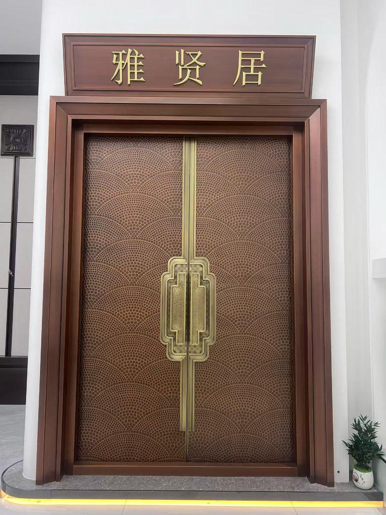 Double Open Copper Villa Courtyard Entrance Door YJL-002