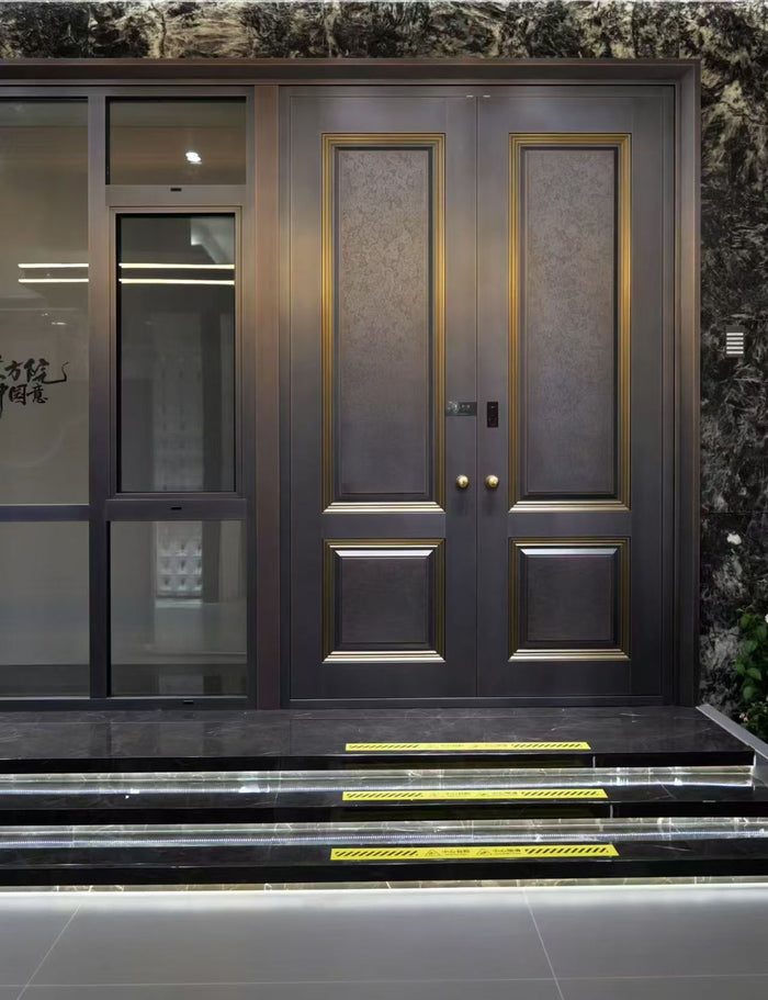 Classic Double Open Copper Villa Entrance Door YJL-0014