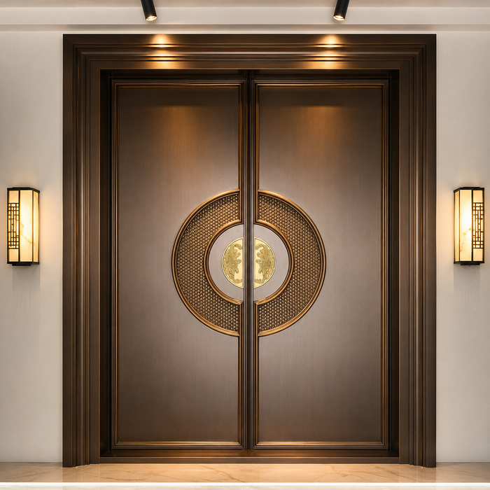 Double Open Copper Villa Courtyard Entrance Door YJL-002