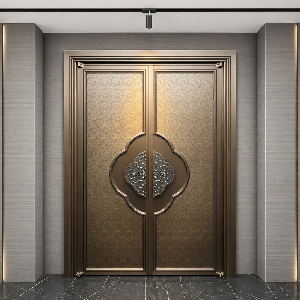 Double Open Copper Villa Courtyard Entrance Door YJL-002