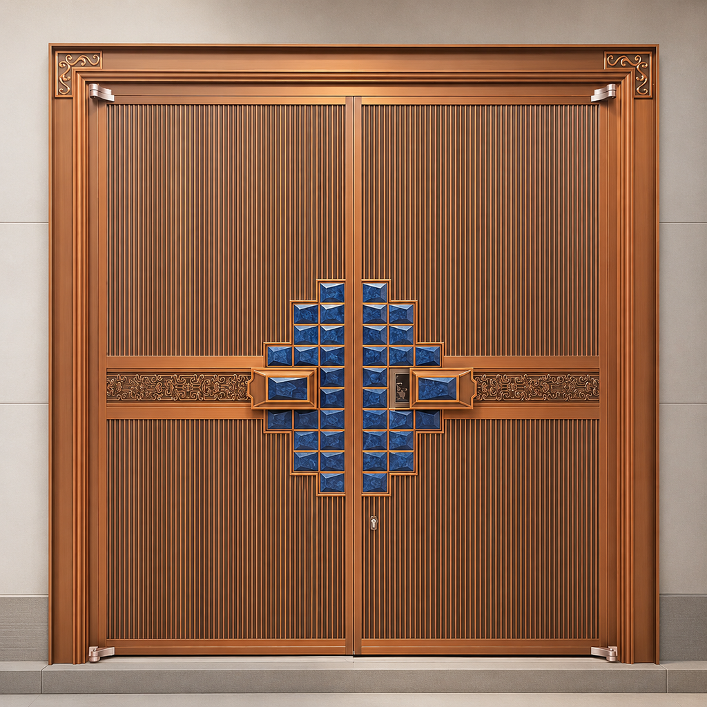 Double Open Copper Villa Security Entrance Door YJL-005