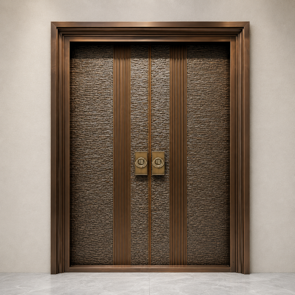 Double Open Copper Villa Security Entrance Door YJL-005