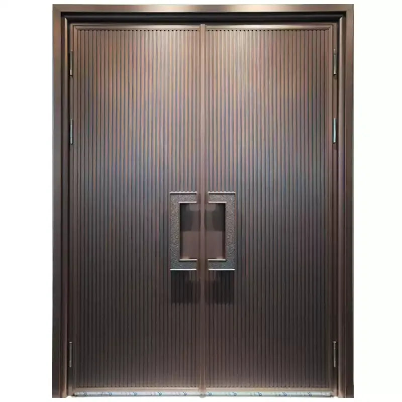 Carved Double Open Cast Aluminum Villa Entrance Door YJL-0011
