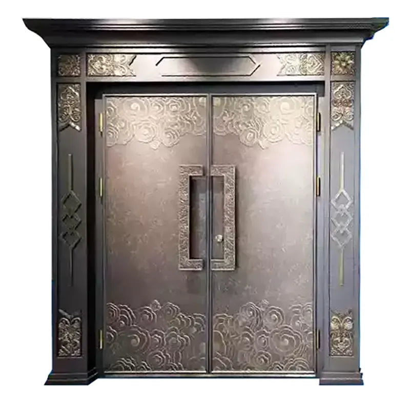 Carved Double Open Cast Aluminum Villa Entrance Door YJL-0011