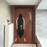 Modern Geometric Double Open Cast Aluminum Entrance Door YJL-0056