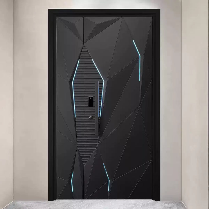 Modern Geometric Double Open Cast Aluminum Entrance Door YJL-0056