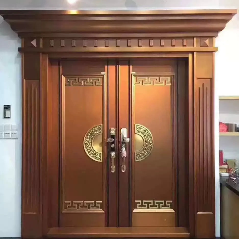 Double Open Copper Villa Entrance Door YJL-001