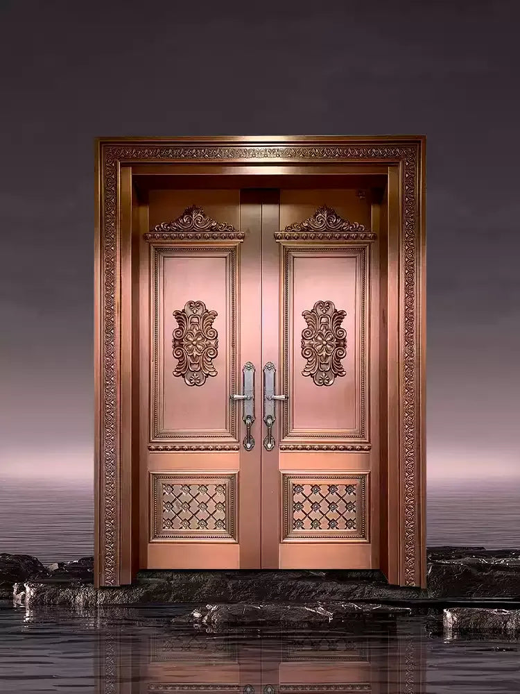 Classic Double Open Copper Villa Entrance Door YJL-0014