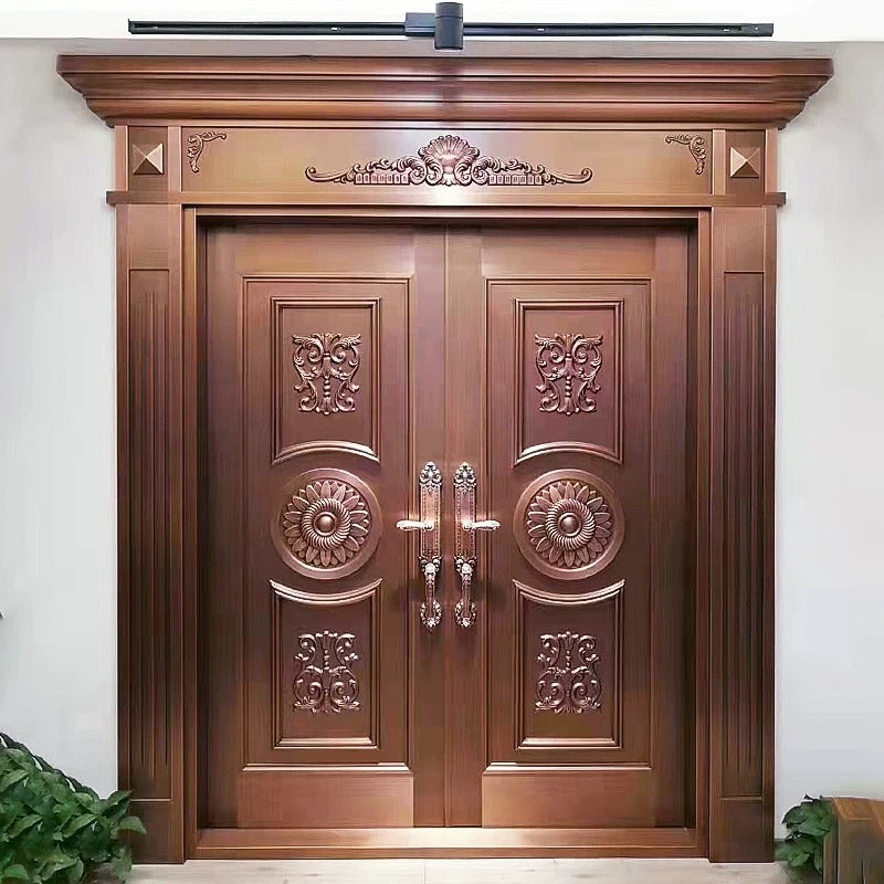 Classic Double Open Copper Villa Entrance Door YJL-0014