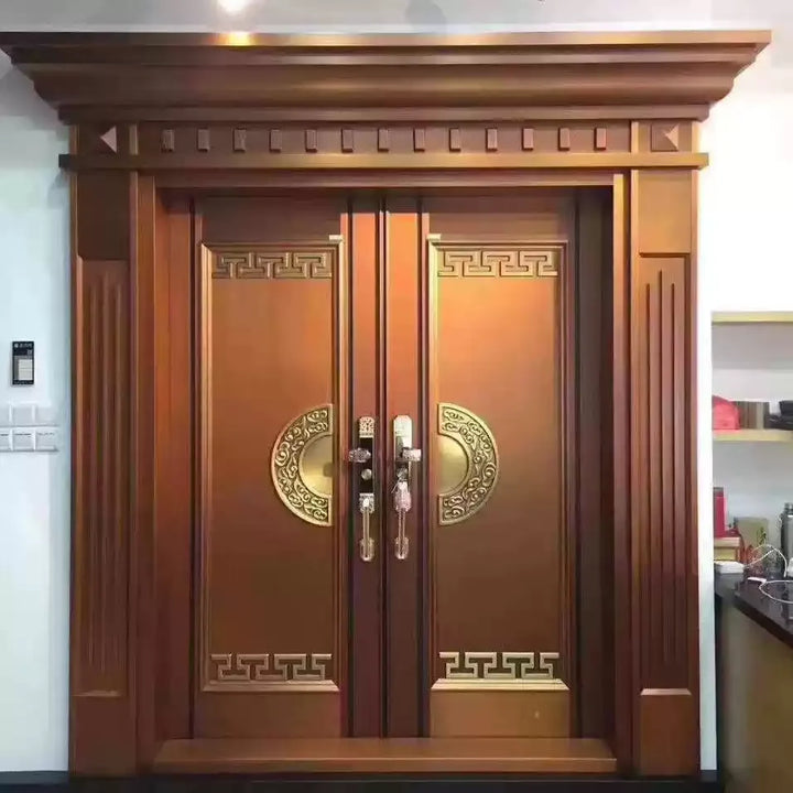 Double Open Copper Villa Courtyard Entrance Door YJL-002