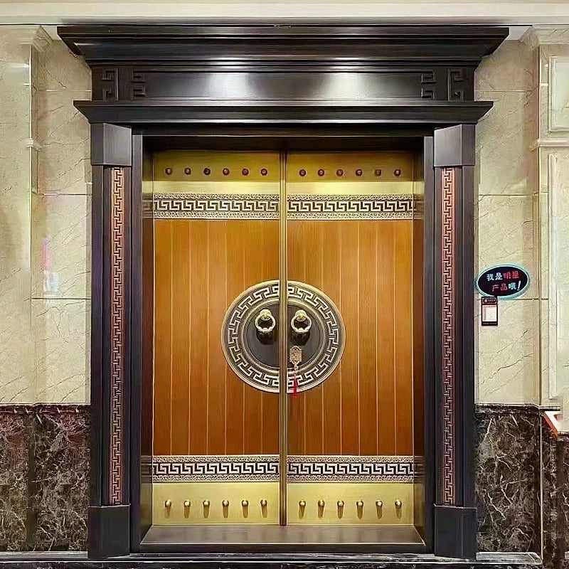Double Open Copper Villa Courtyard Entrance Door YJL-002