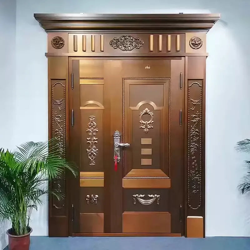 Double Open Copper Villa Security Entrance Door YJL-005