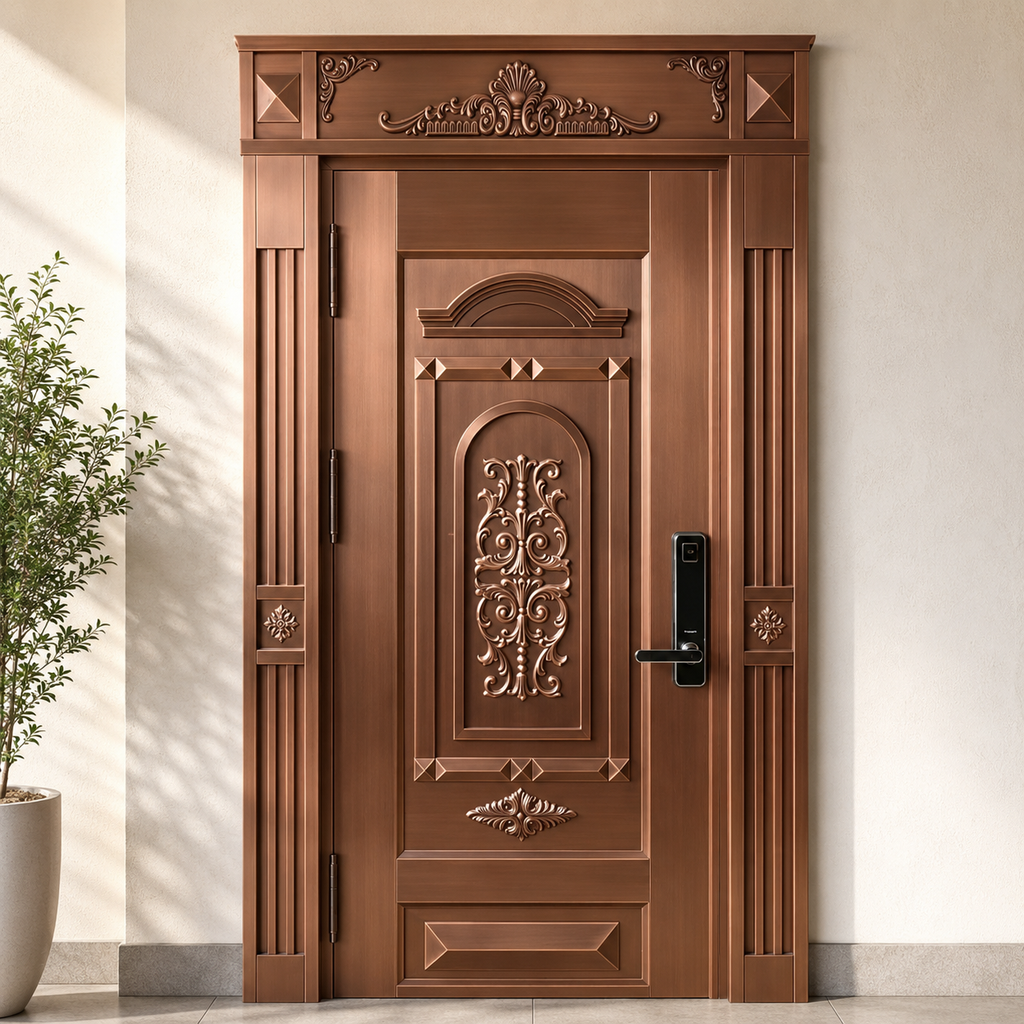 Double Open Copper Villa Security Entrance Door YJL-005