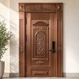 Double Open Copper Villa Security Entrance Door YJL-005