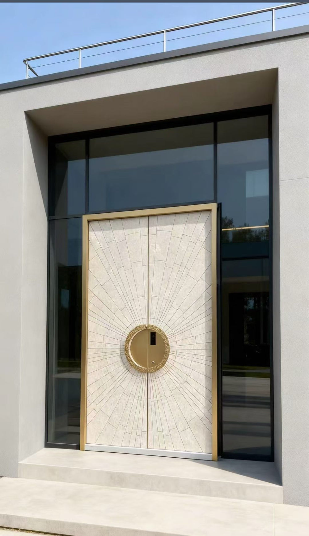 Custom Shell Pearl Entrance Door for a Modern Villa