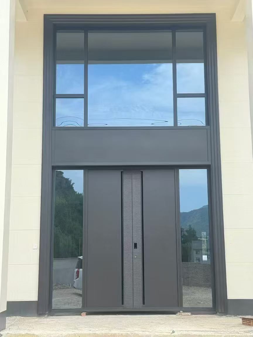 Full-Height Cast Aluminum Door for a Modern Villa Entrance