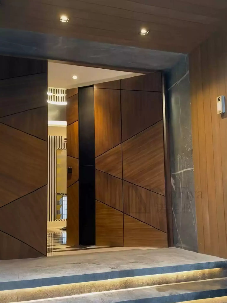 Wood Grain Cast Aluminum Pivot Entrance Door NFY-102